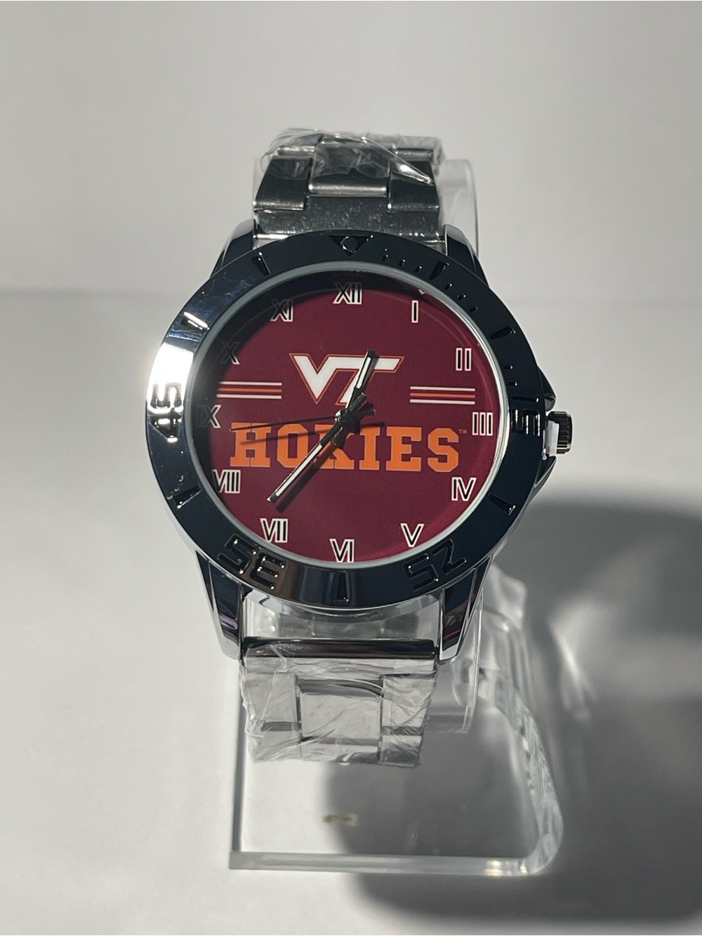 Hokies Maroon Dial Silver Men's Bracelet Watch